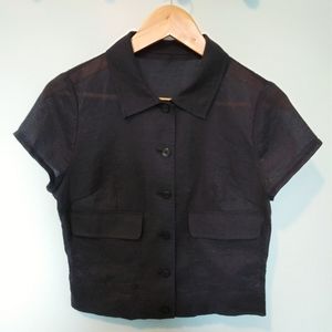 PETITE very short sleeve blouse with lurex NWOT